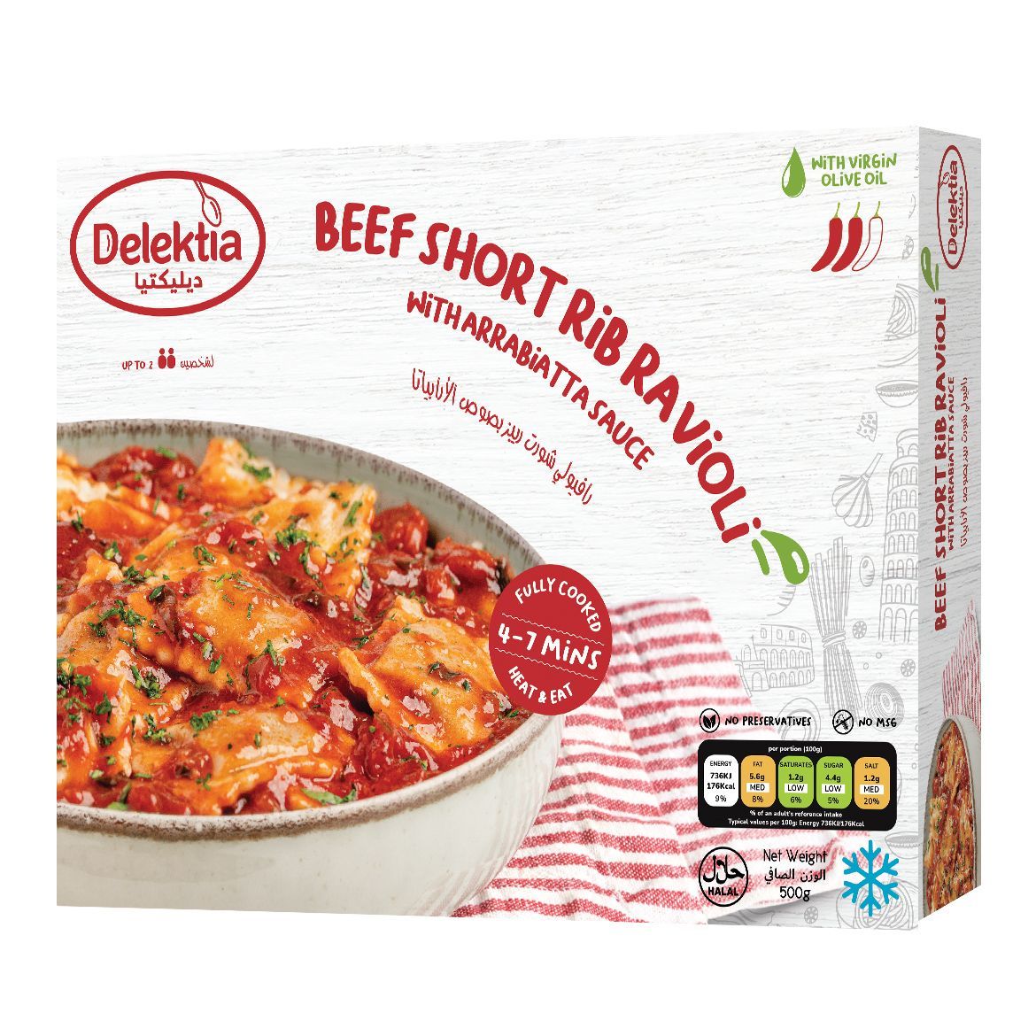 Picture of Beef Short Rib Ravioli with Arrabiatta Sauce 500g